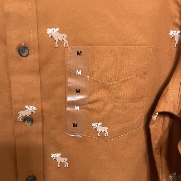 Club Room MOOSE PRINT Button Down Shirt Men’s M Toasted Umber Long Sleeve NEW - Picture 4 of 10